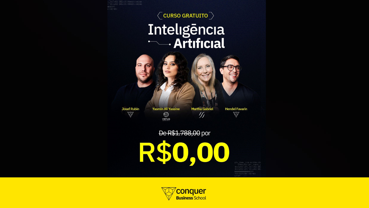 De R$ 1.778 por R$ 0,00: Escola Conquer libera curso gratuito de Inteligência Artificial por tempo limitado. Veja como se inscrever